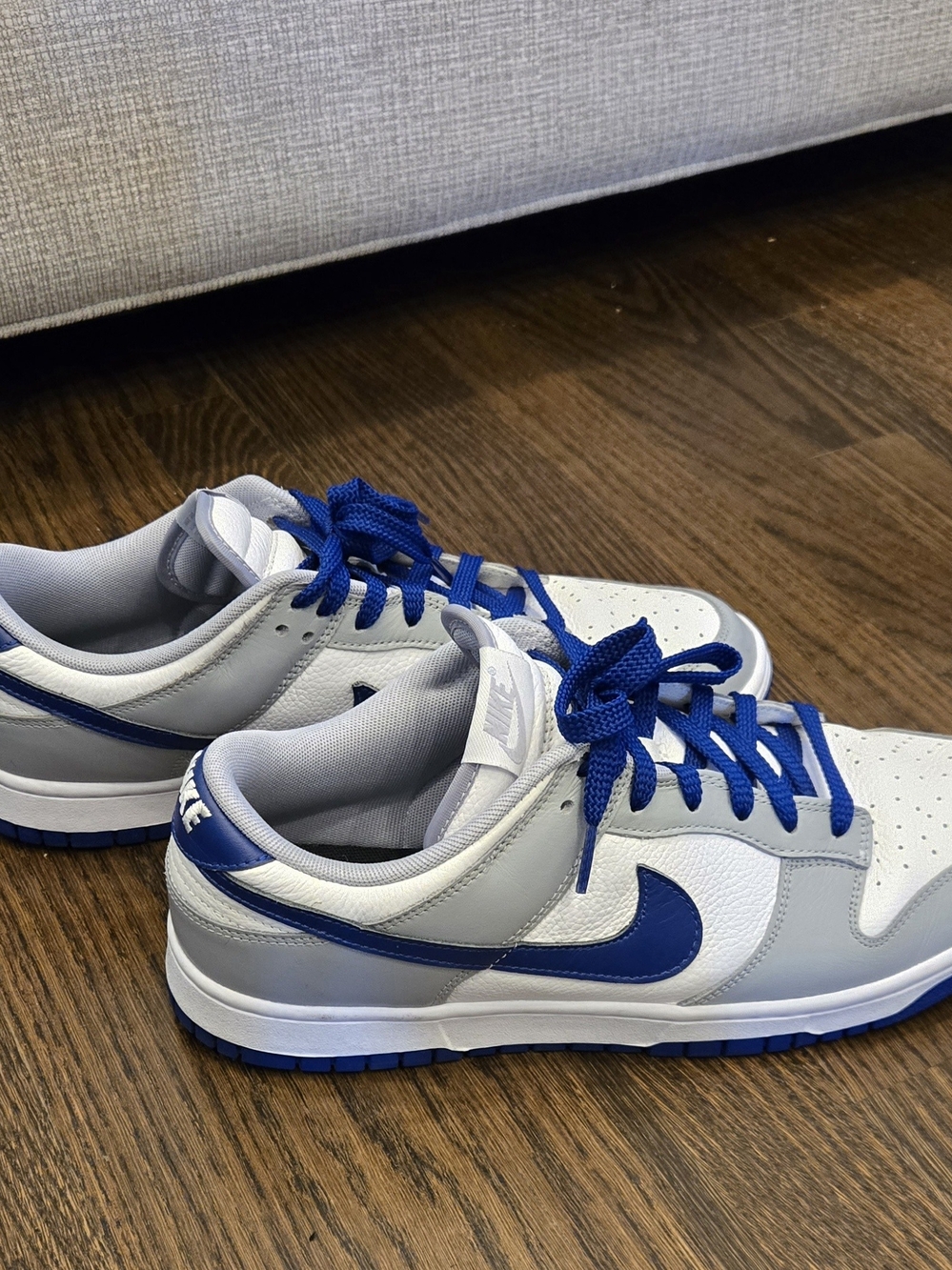 Nike Dunk Low Retro Sneakers Grey White Royal Blue Size 13 Women/11.5 Men